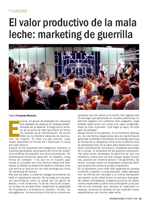 El valor productivo de la mala leche: Marketing de guerrilla