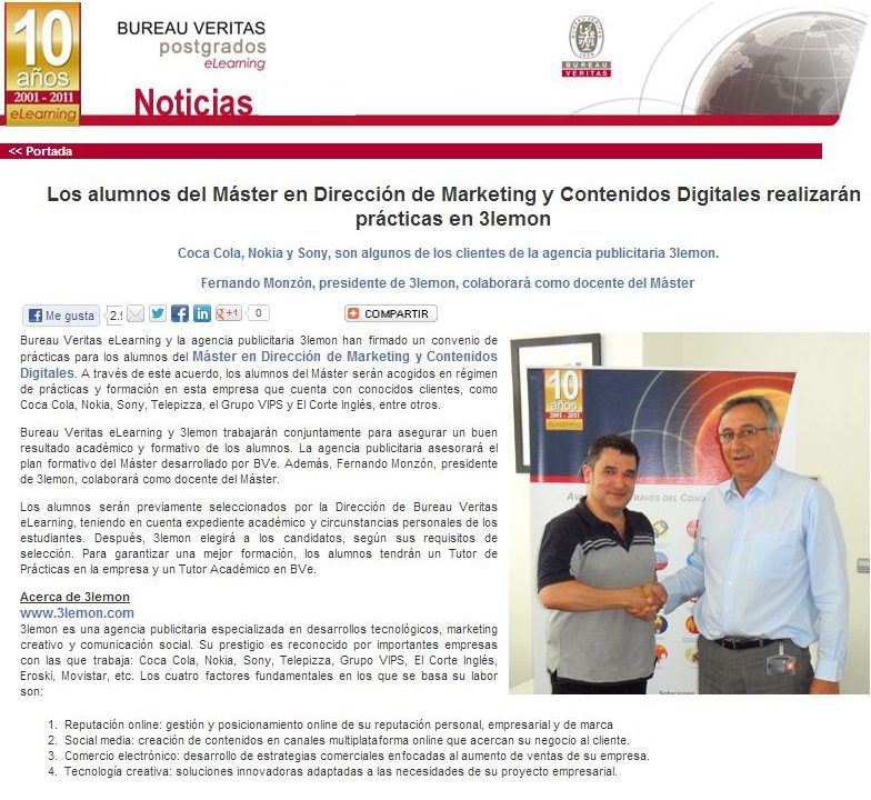 3lemon con los alumnos del Máster de Dirección y Marketing y Contenidos Digitales