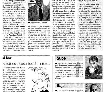 Fernando Monzón sube en “El Periódico de Aragón”